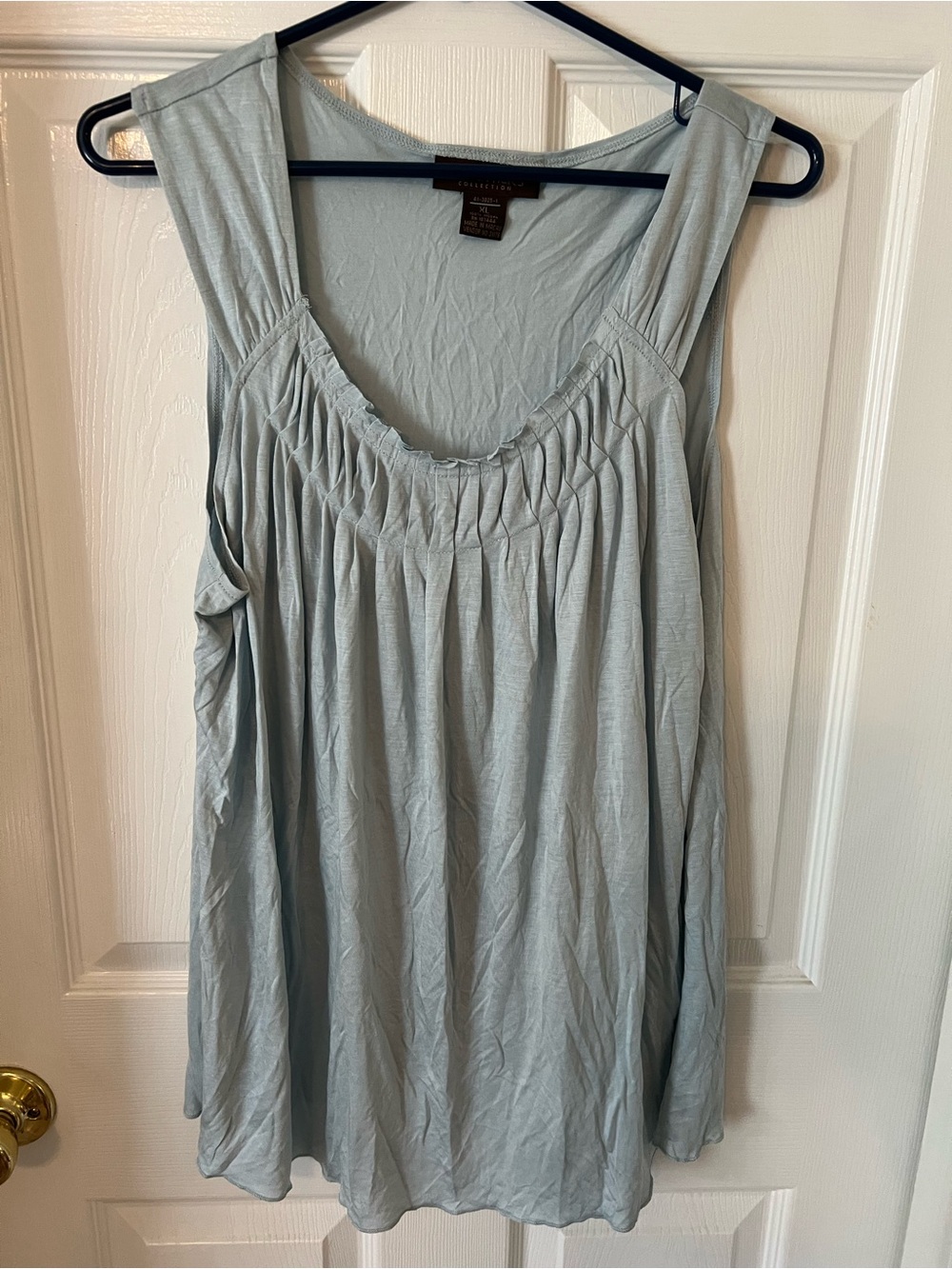 Chadwicks Light Blue Sleeveless Pleated Scoop Neck Tank